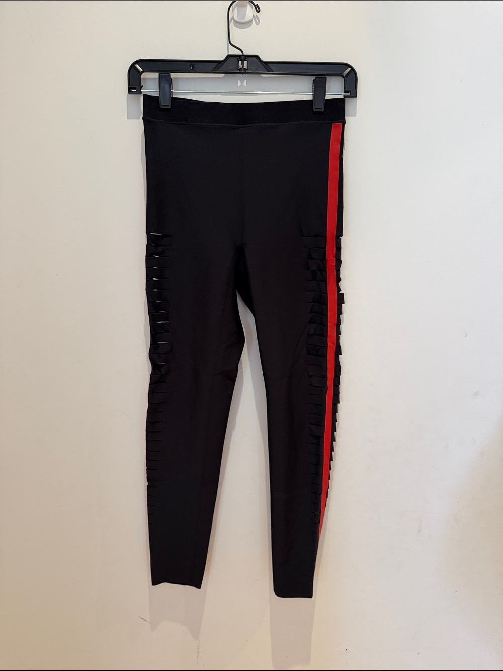 ultracor Black Leggings with Red Side Stripe